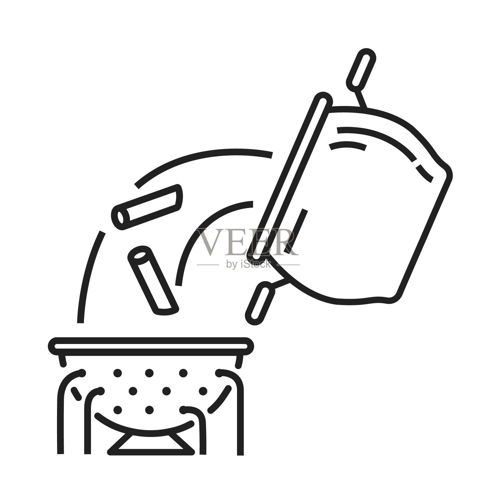 意大利面在滤器图标。矢量图插画图片素材