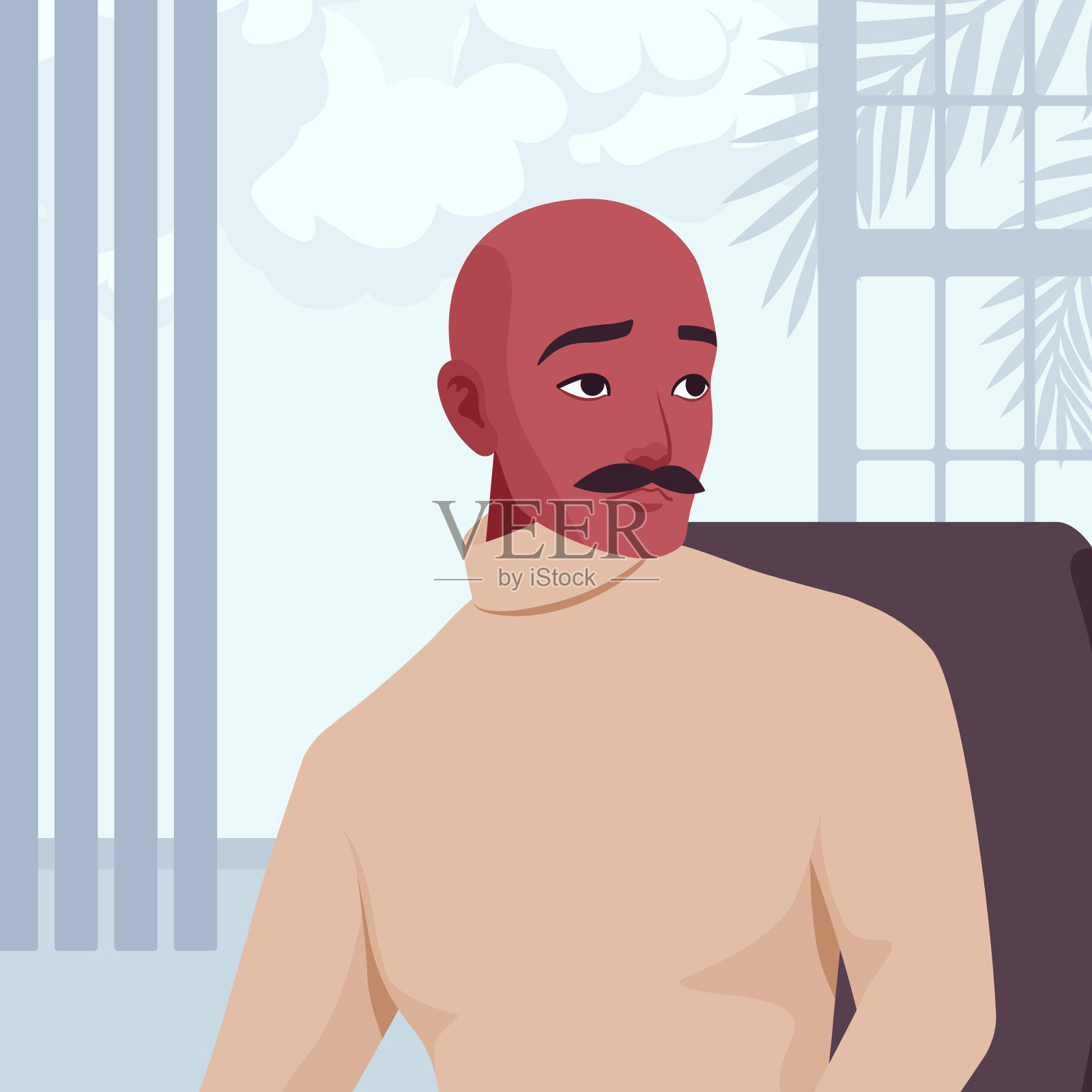 英俊的西班牙人，拉丁美洲人，坐在电脑椅上插画图片素材