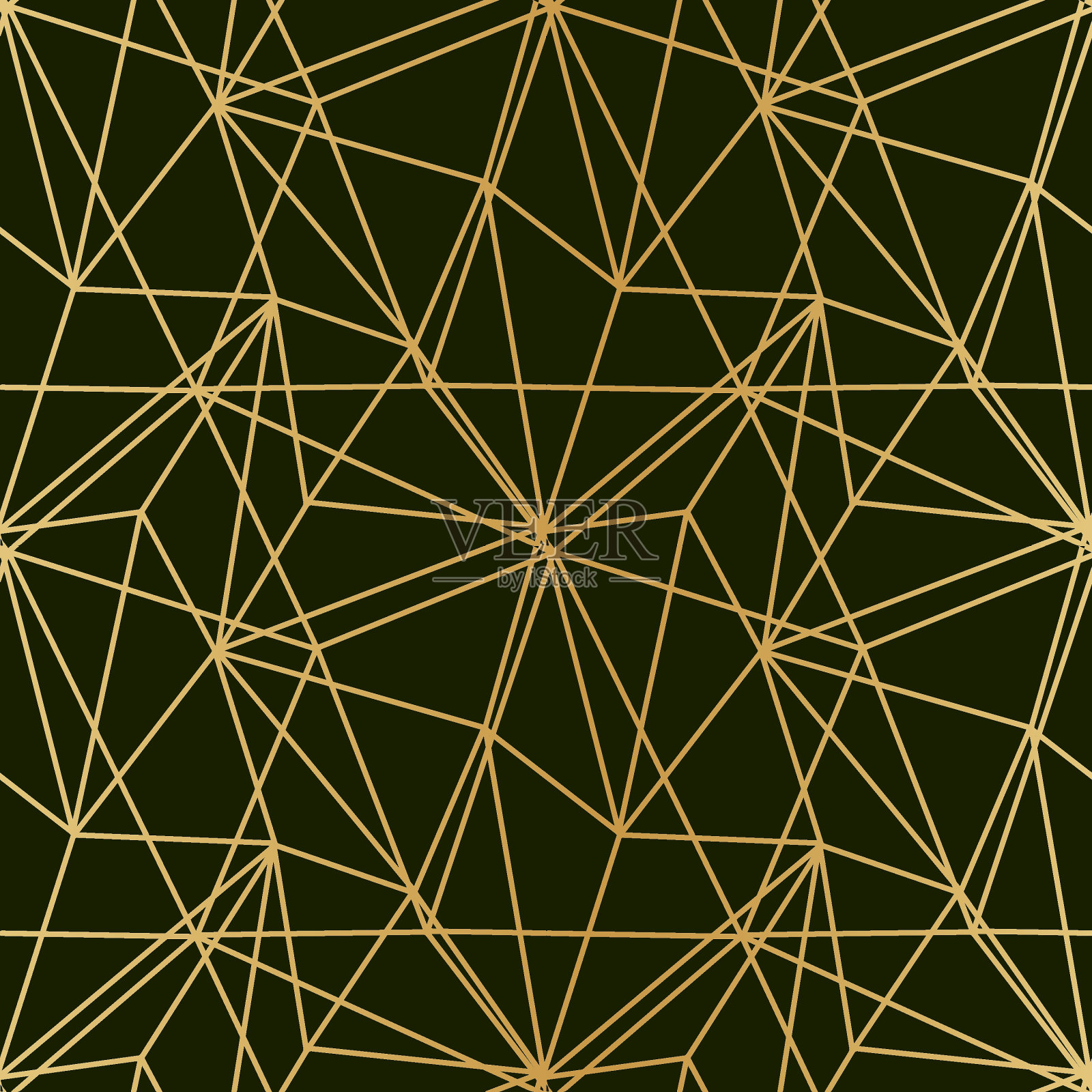 三角形马赛克薄的金色线条在黑暗的豪华背景无缝图案包装纸纺织品插画图片素材