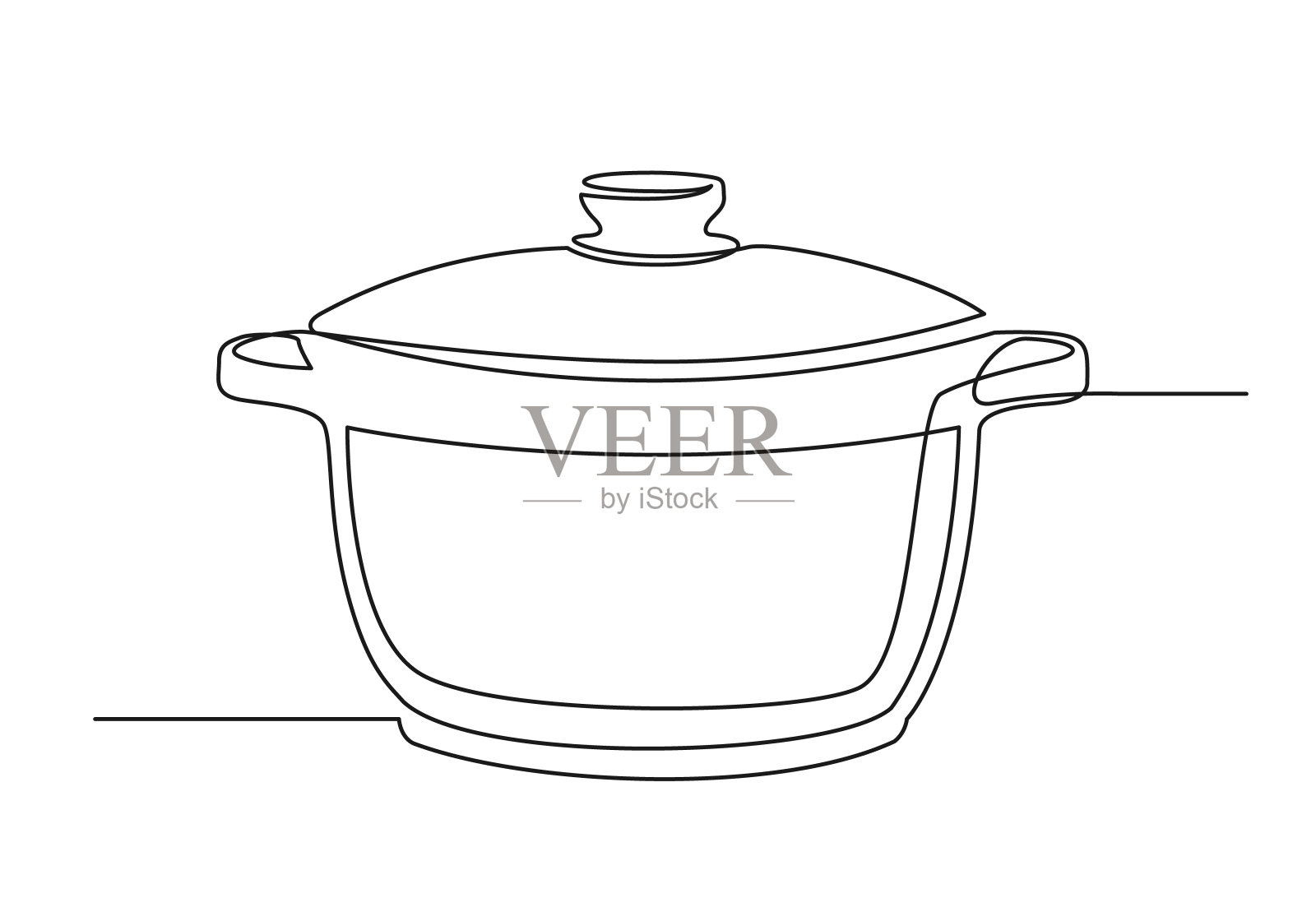 厨房平底锅的连续单线画插画图片素材