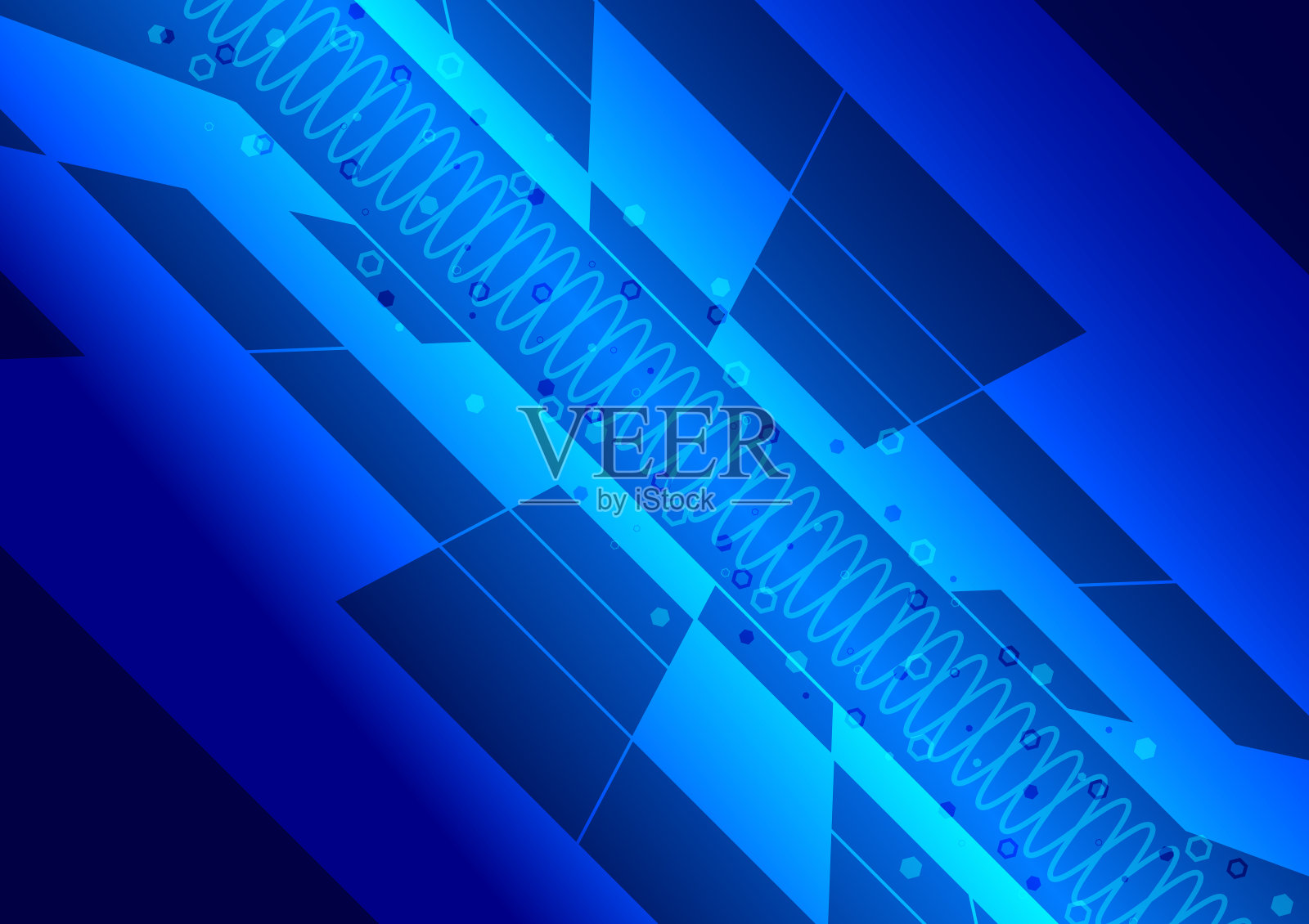 蓝色背景上的抽象线插画图片素材