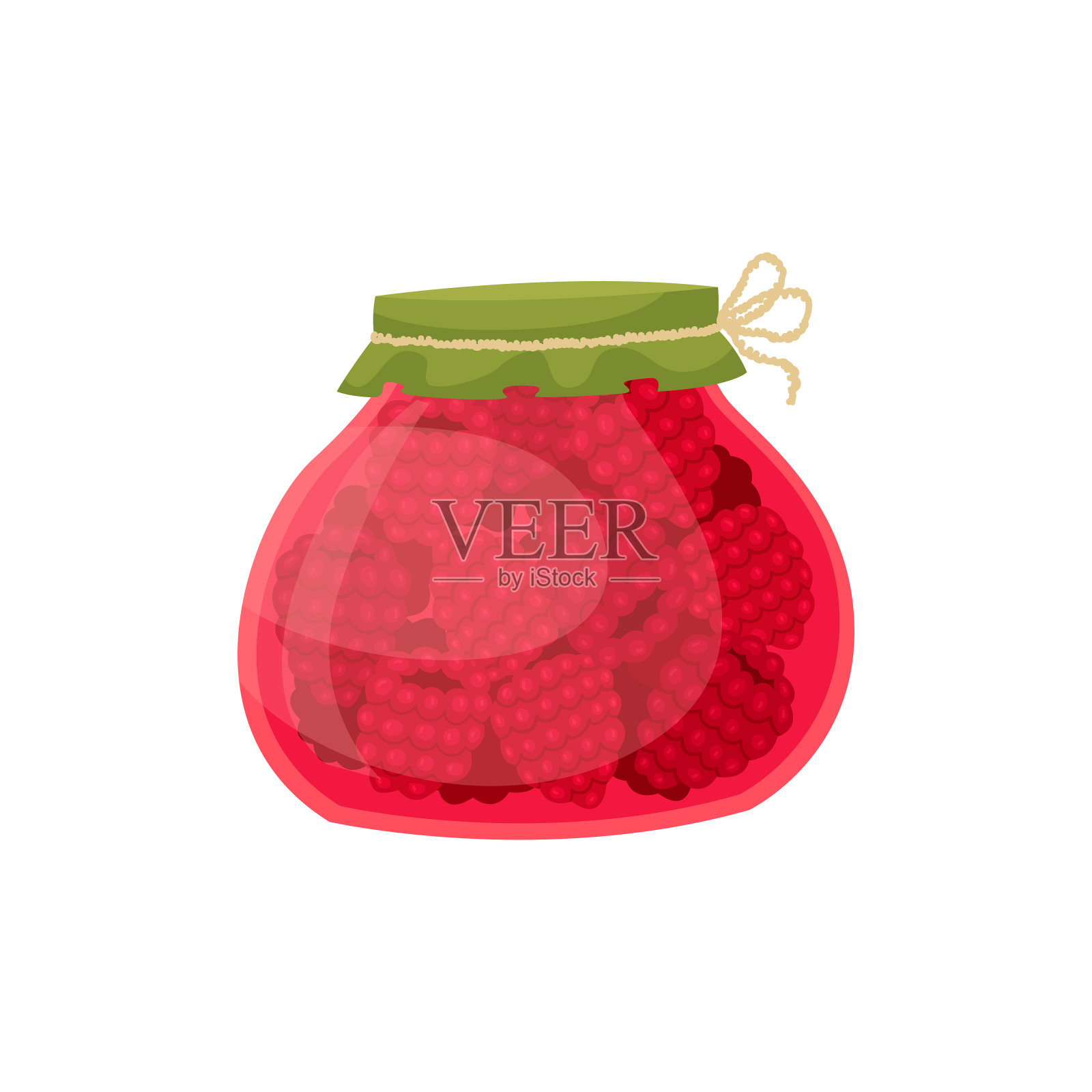一罐覆盆子果酱的矢量插图。为冬天做准备。插画图片素材