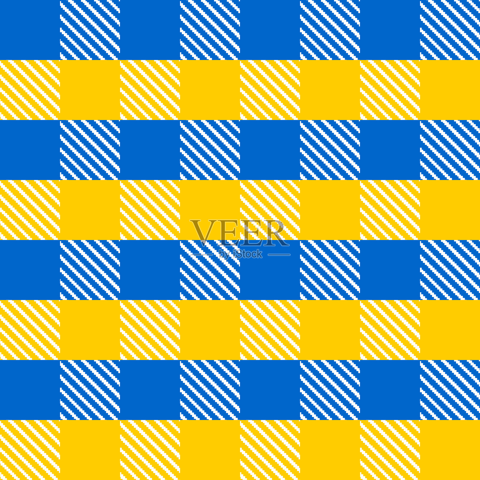 网纹无缝模式。蓝色和黄色方块的现代面料，纺织品，包装装饰纸。向量。插画图片素材