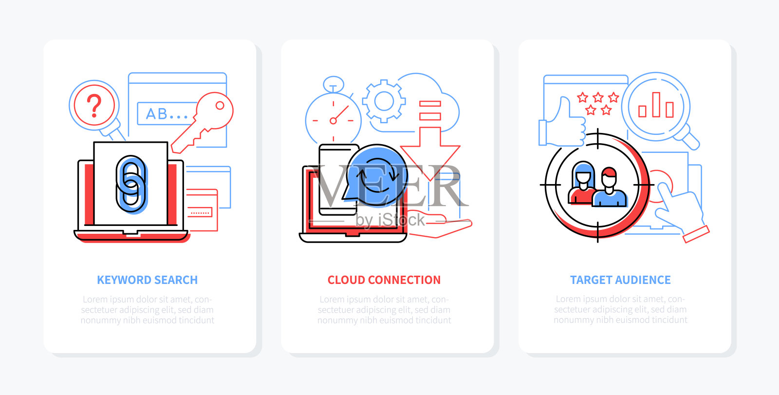 工作在网上设计风格条幅线集插画图片素材