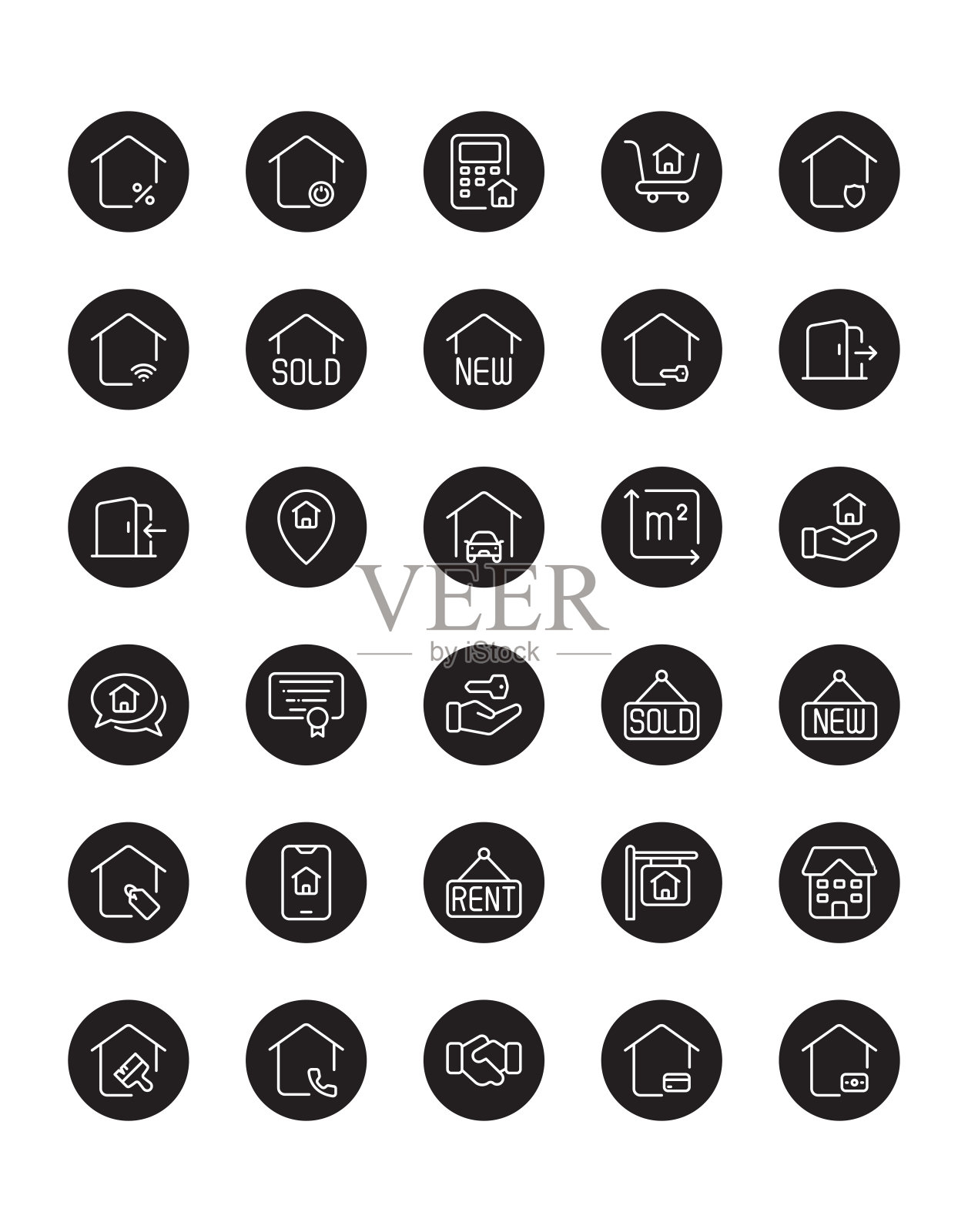 房地产图标设置30孤立在白色背景上图标素材