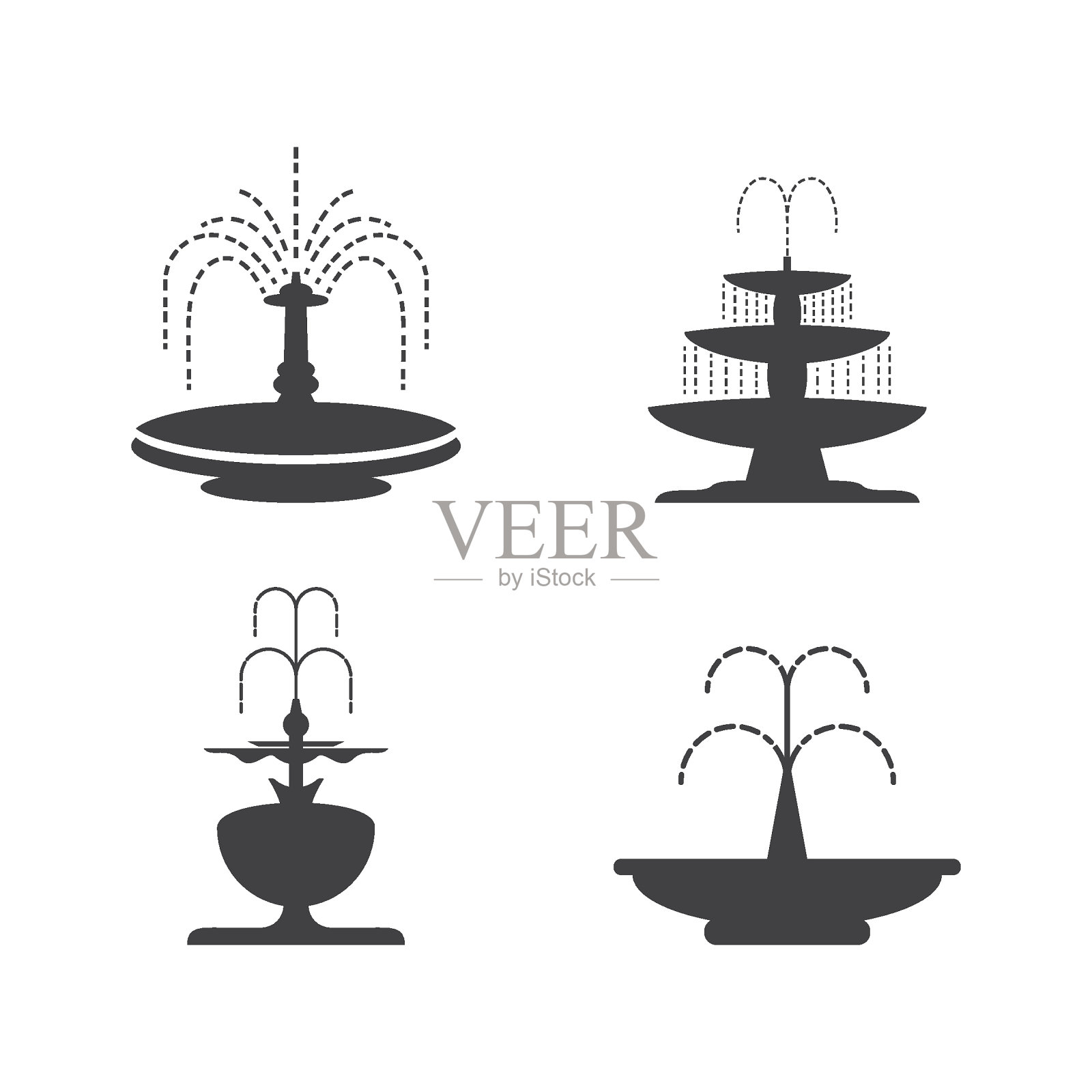 城市喷泉线图标插画图片素材