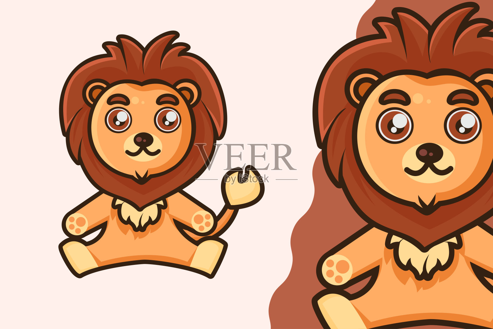 可爱的狮子动物卡通人物插画图片素材