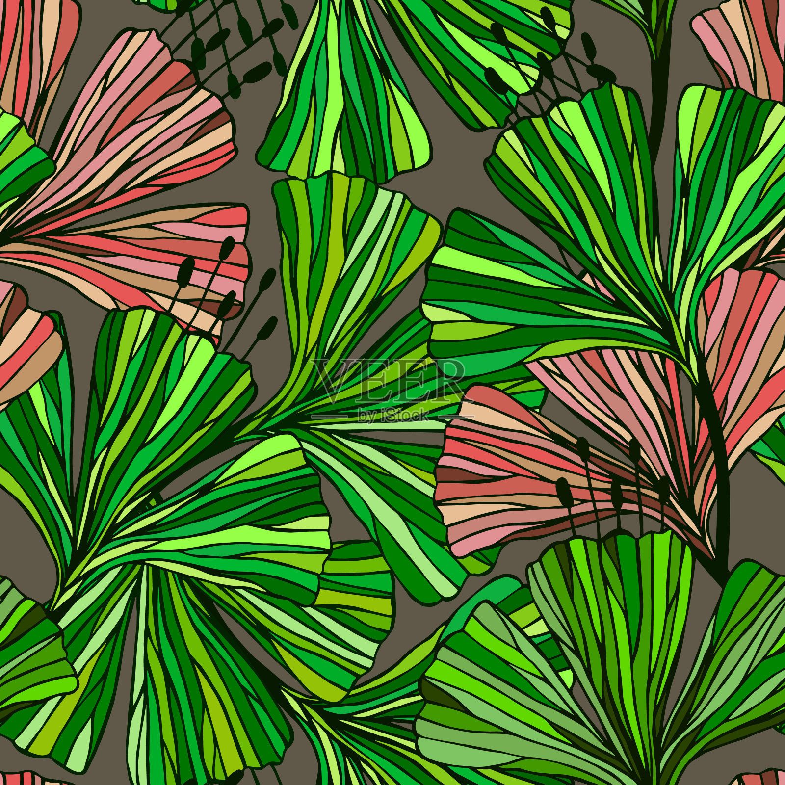 装饰花无缝图案。矢量库存插图eps10。插画图片素材