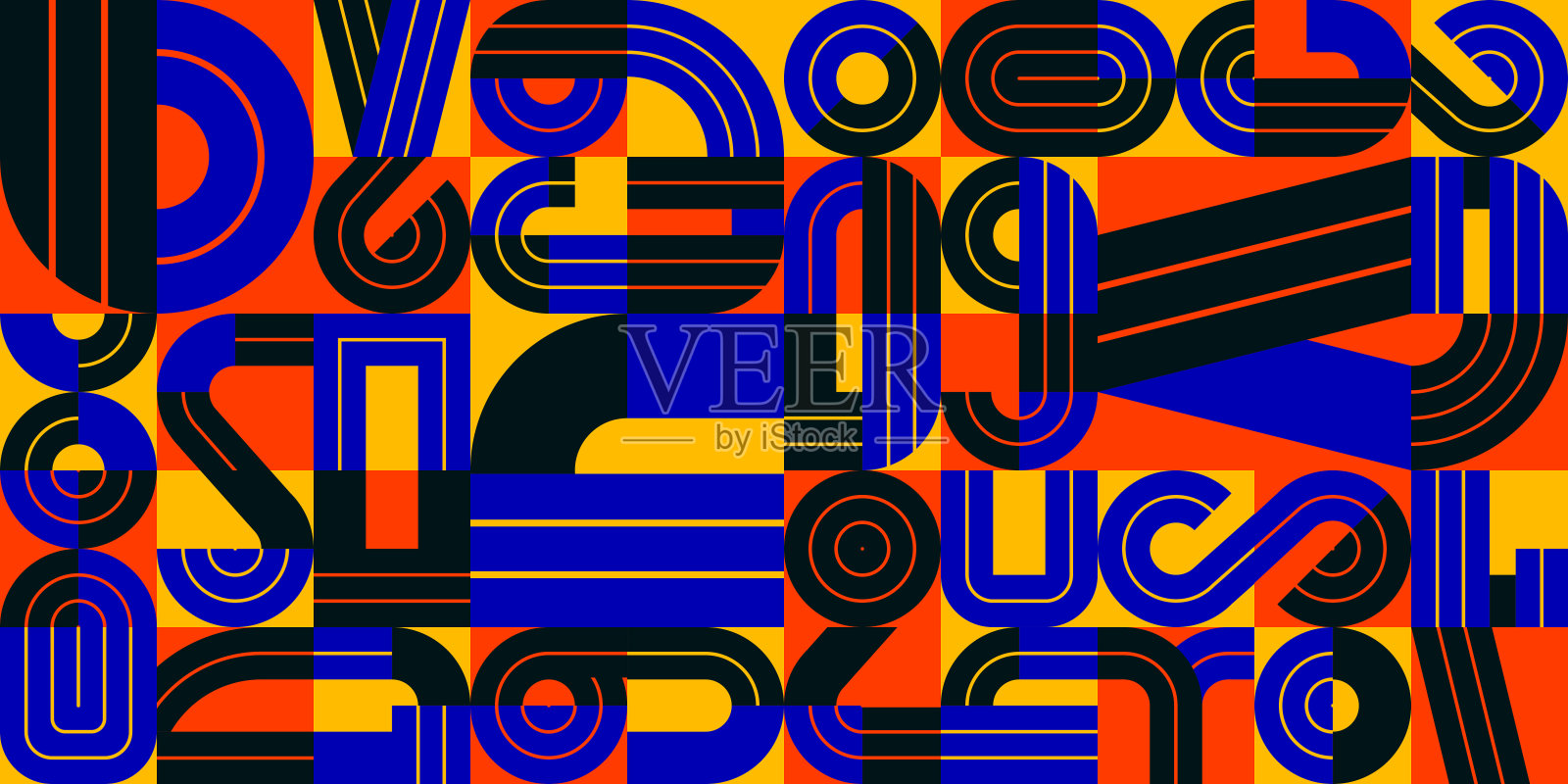 无缝图案与几何元素矢量新潮设计，彩色排版部分平铺背景，抽象组成。插画图片素材