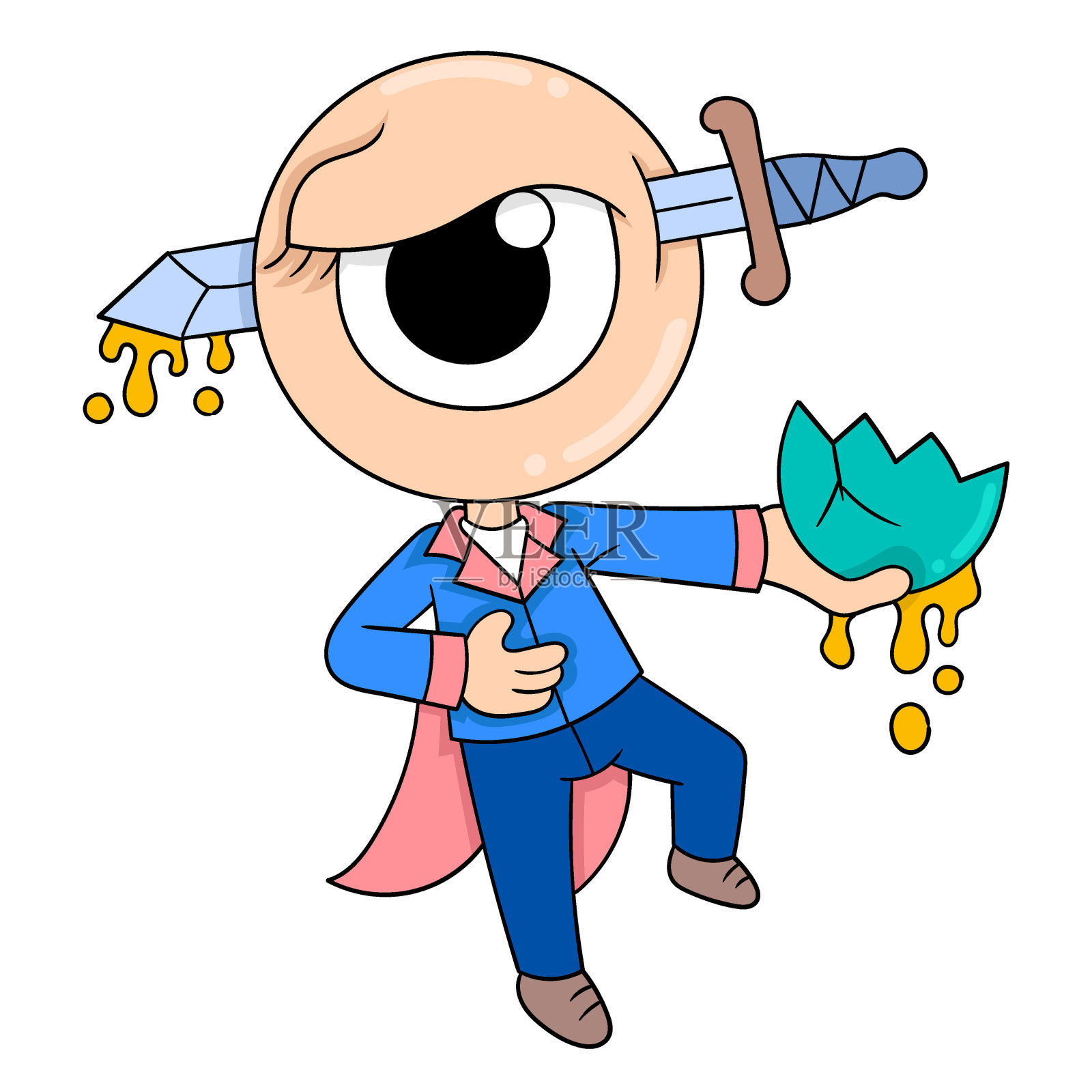 看起来可疑的大眼睛怪物人类，涂鸦图标形象可爱设计元素图片