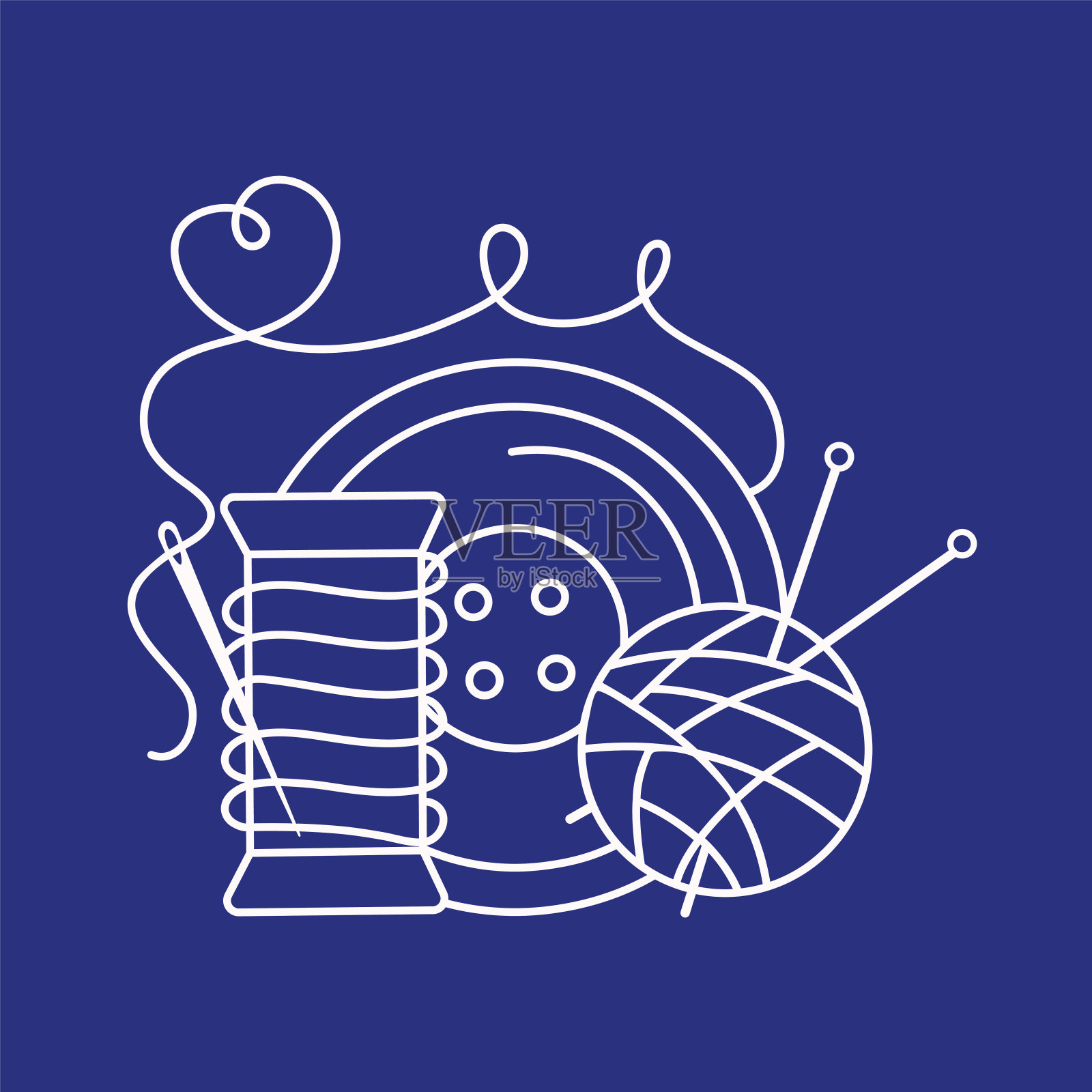 缝纫的迹象。线程,纱线。插画图片素材