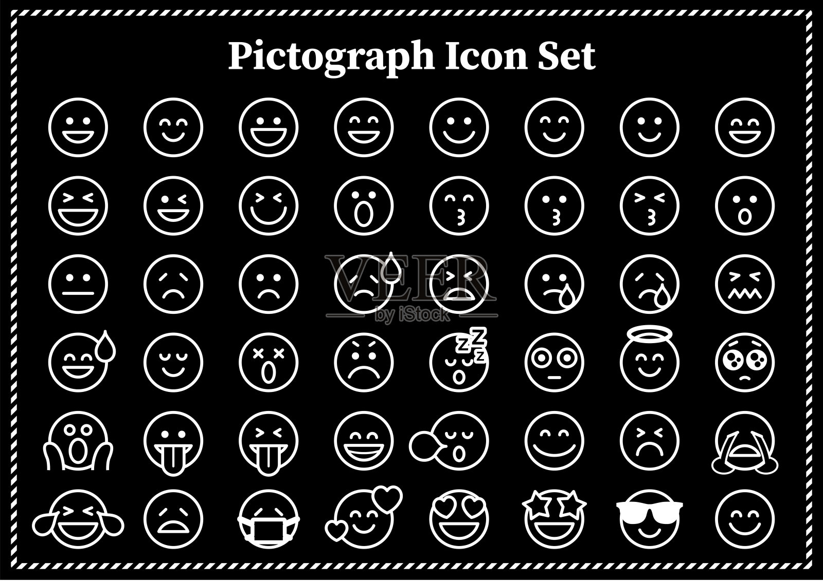 富有表现力和简单的象形图图标集图标素材