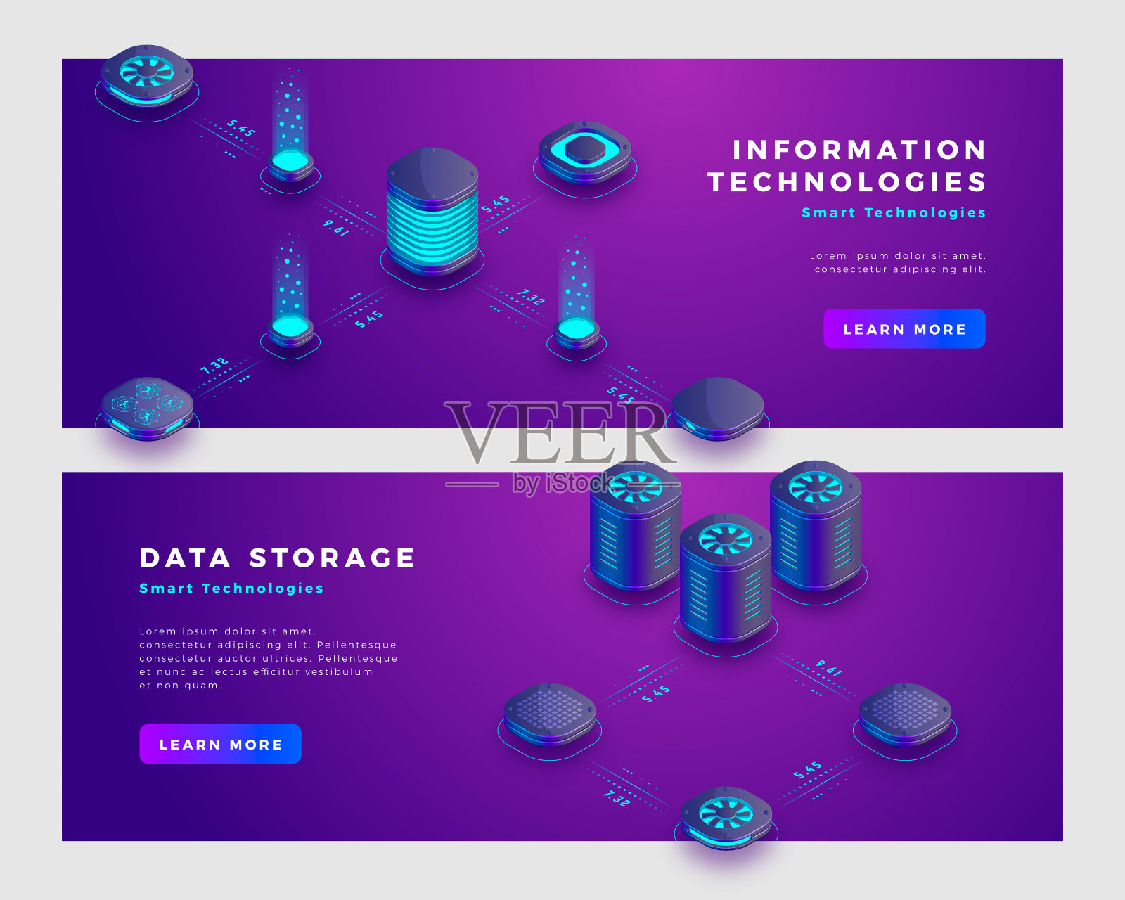 数据存储和信息技术概念横幅模板。插画图片素材