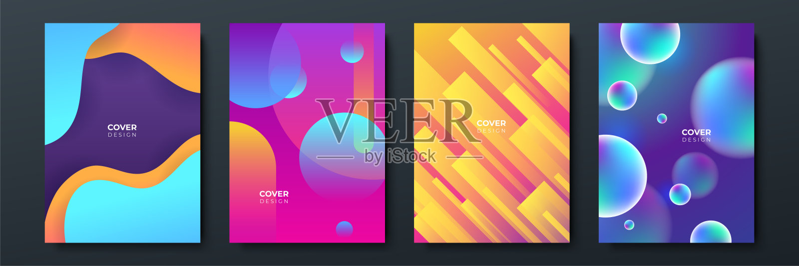 抽象潮流梯度流动几何图案背景纹理海报封面设计。最小的颜色梯度横幅模板。现代矢量波形小册子设计模板素材