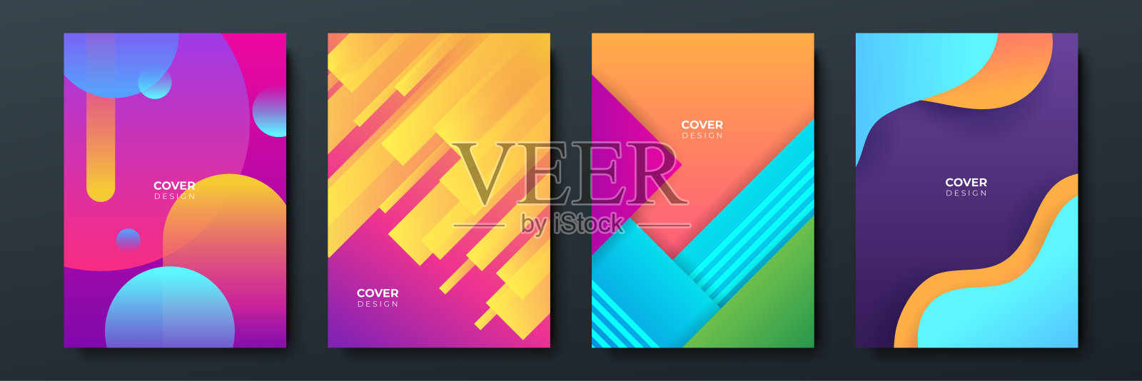 抽象潮流梯度流动几何图案背景纹理海报封面设计。最小的颜色梯度横幅模板。现代矢量波形小册子设计模板素材