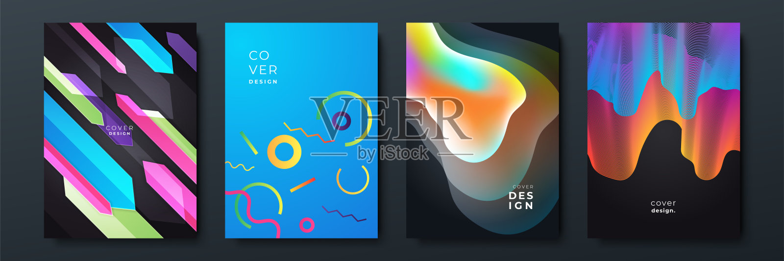 抽象潮流梯度流动几何图案背景纹理海报封面设计。最小的颜色梯度横幅模板。现代矢量波形小册子设计模板素材