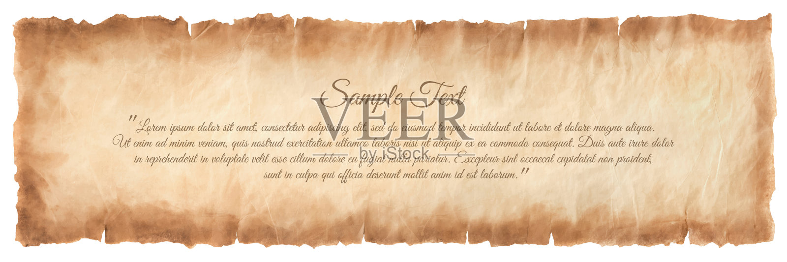 旧羊皮纸，纸张，陈年或纹理孤立在白色背景上插画图片素材