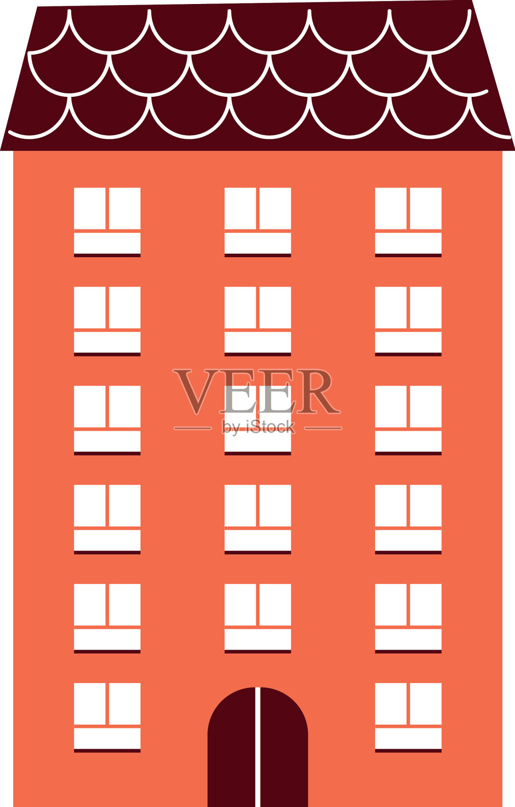 橙色建筑设计插画图片素材