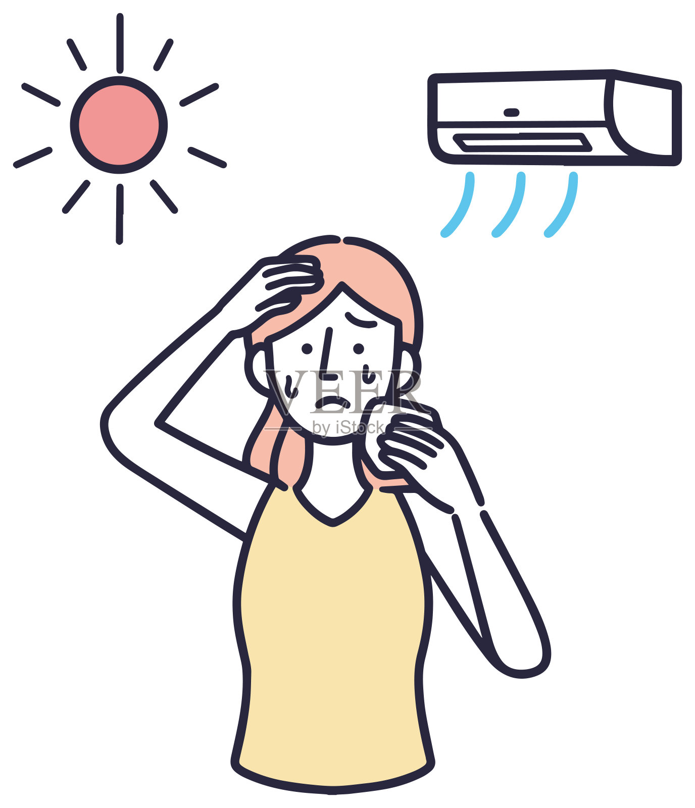 阳光，女人关心，夏天，插图插画图片素材