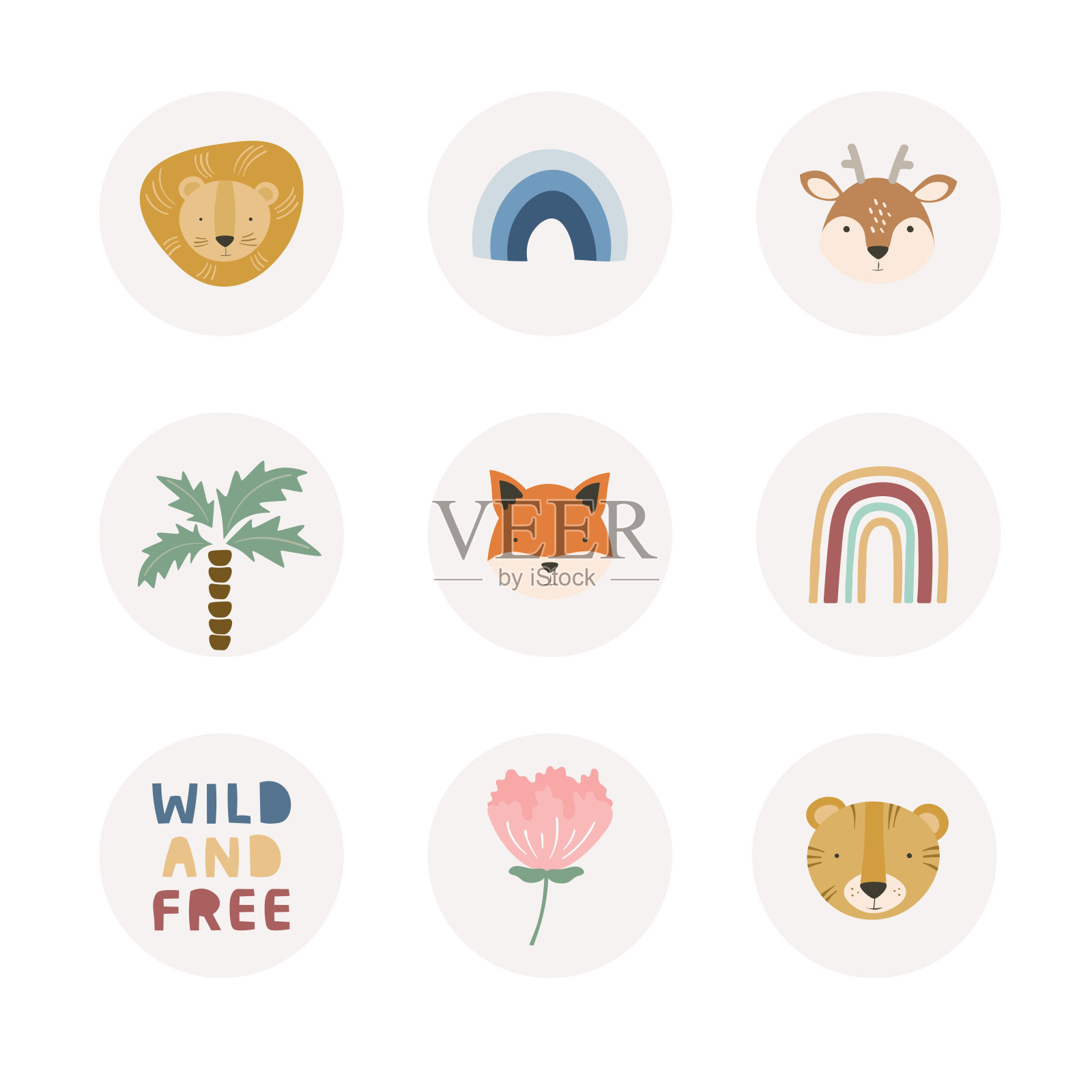 卡通可爱的动物宝宝卡为亮点插画图片素材