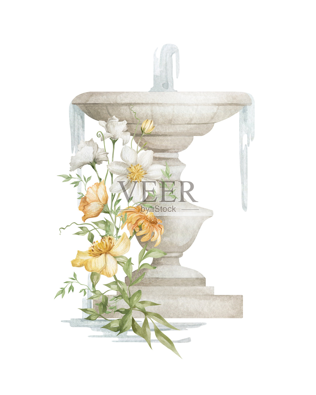 水彩雕塑插画图片素材