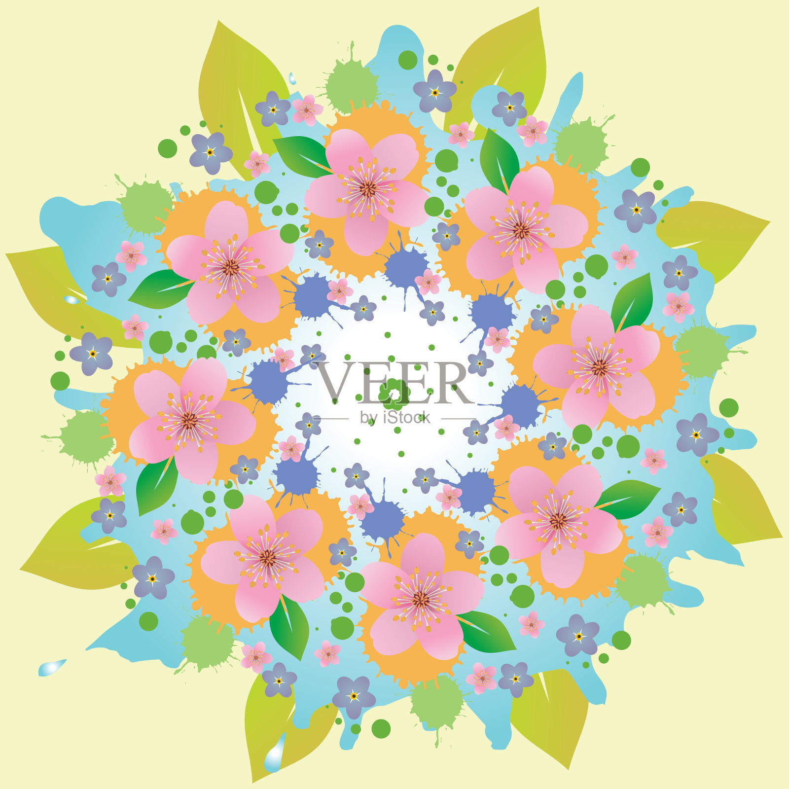 花曼荼罗插画图片素材