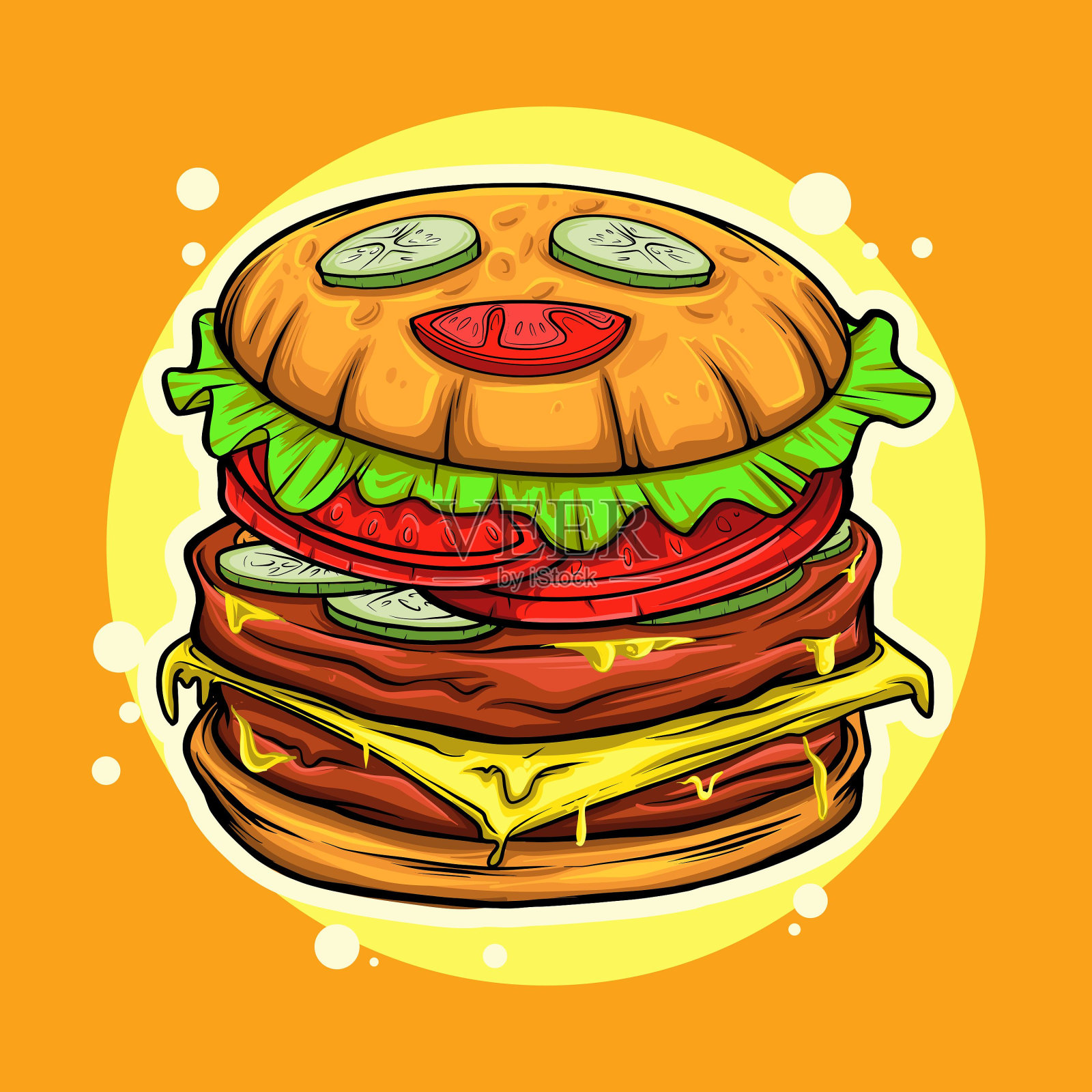 快乐的汉堡设计元素图片