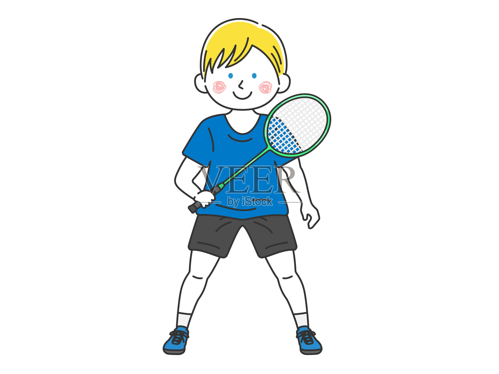 一个男人打羽毛球的插图。插画图片素材