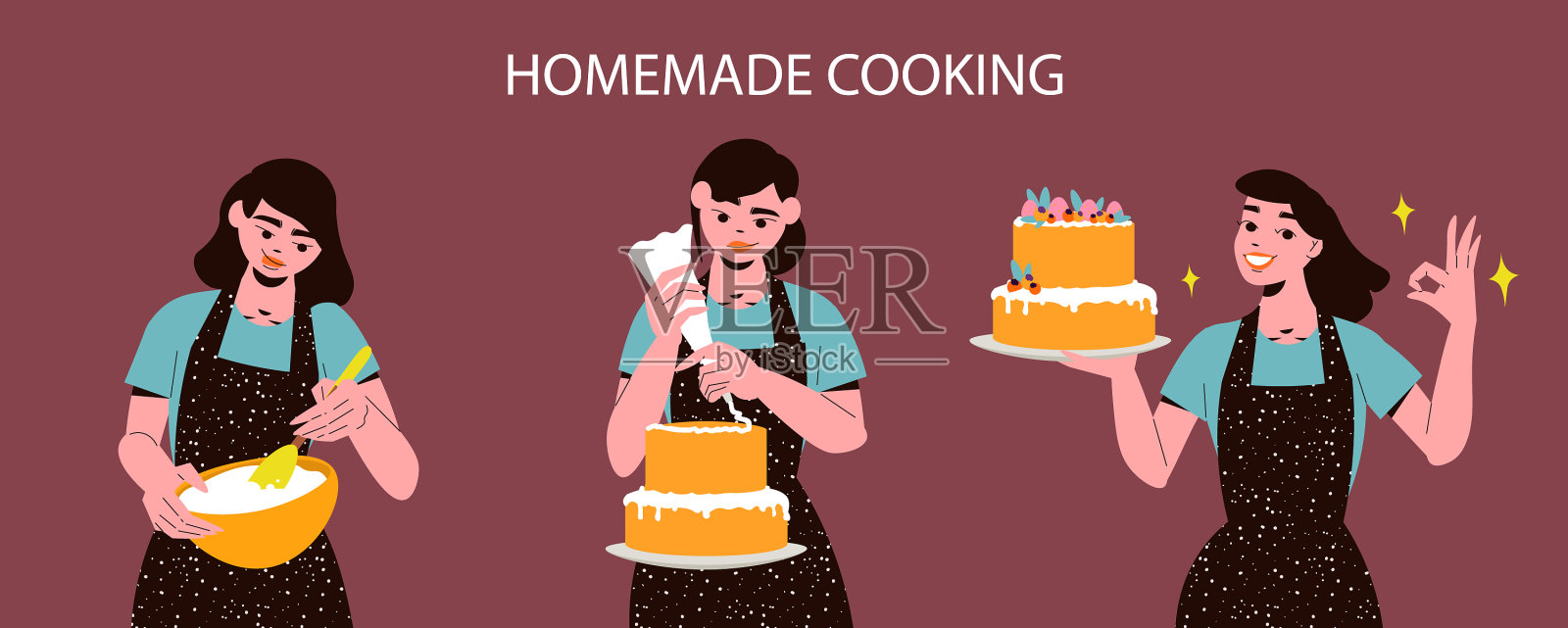 自制的烹饪概念插画图片素材