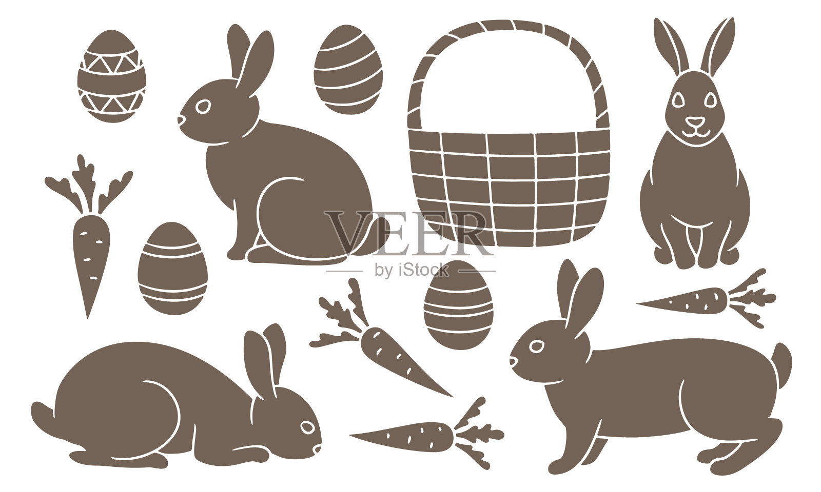 复活节剪贴画与兔子和鸡蛋插画图片素材