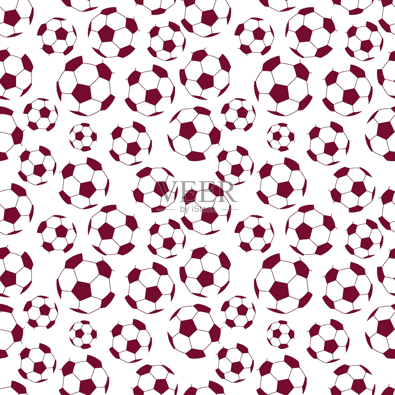 足球模式。无缝白色背景与红色足球。矢量重复插图的运动设计，纺织品插画图片素材