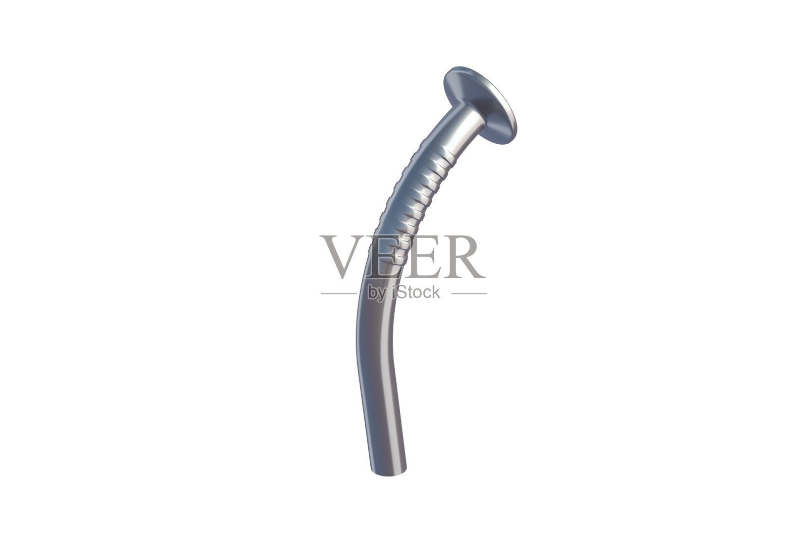 弯曲的金属钉子孤立在白色背景上。三维渲染照片摄影图片