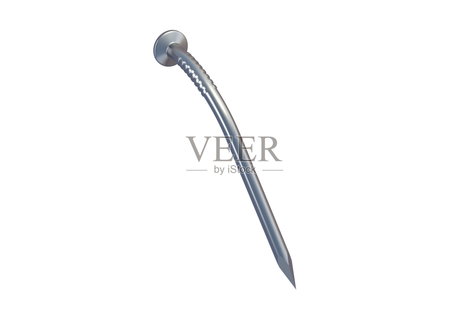 弯曲的金属钉孤立在白色背景上。三维渲染照片摄影图片