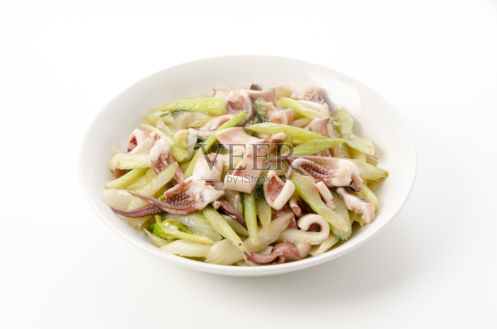 炒日本飞鱼和芹菜照片摄影图片