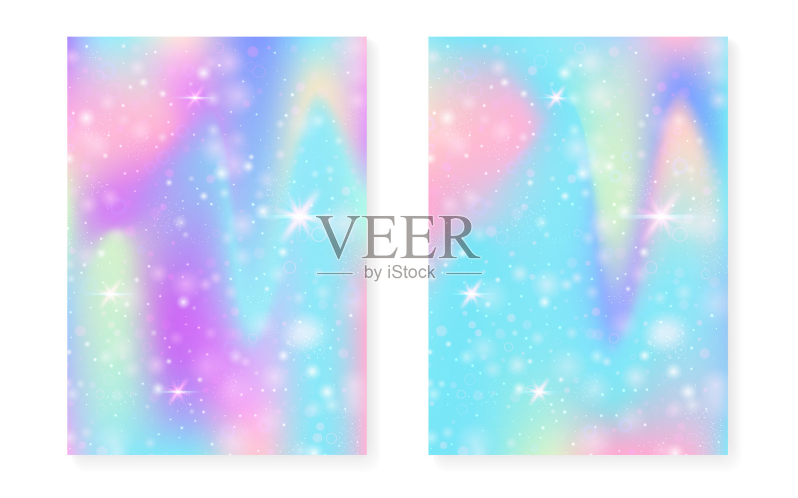 魔法背景与公主彩虹梯度。卡哇伊的独角兽插画图片素材