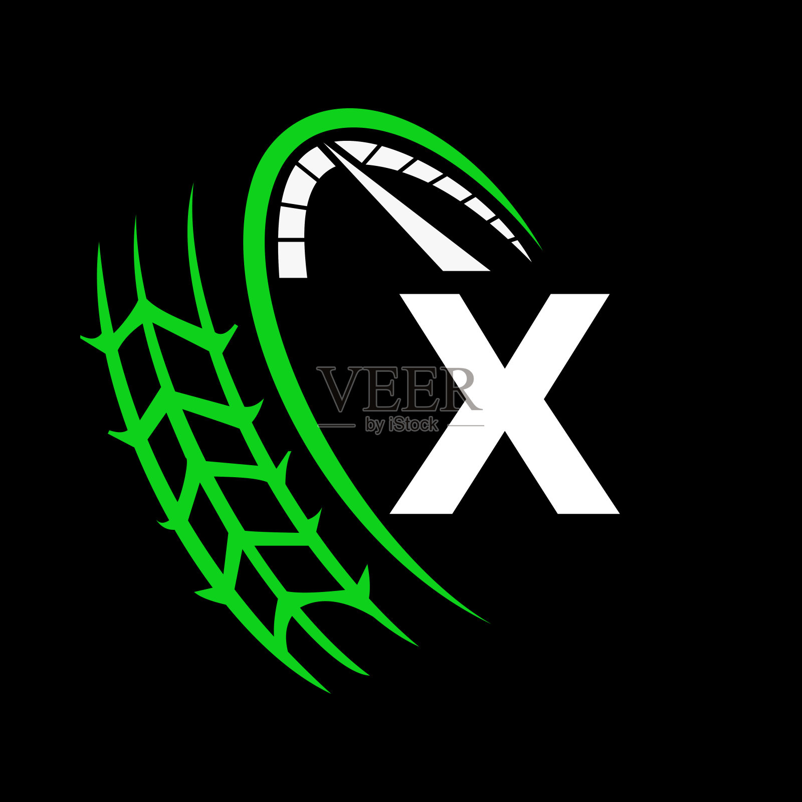 汽车汽车标志在字母X速度概念。赛车模板的汽车服务，汽车修理与速度计X字母标志设计插画图片素材