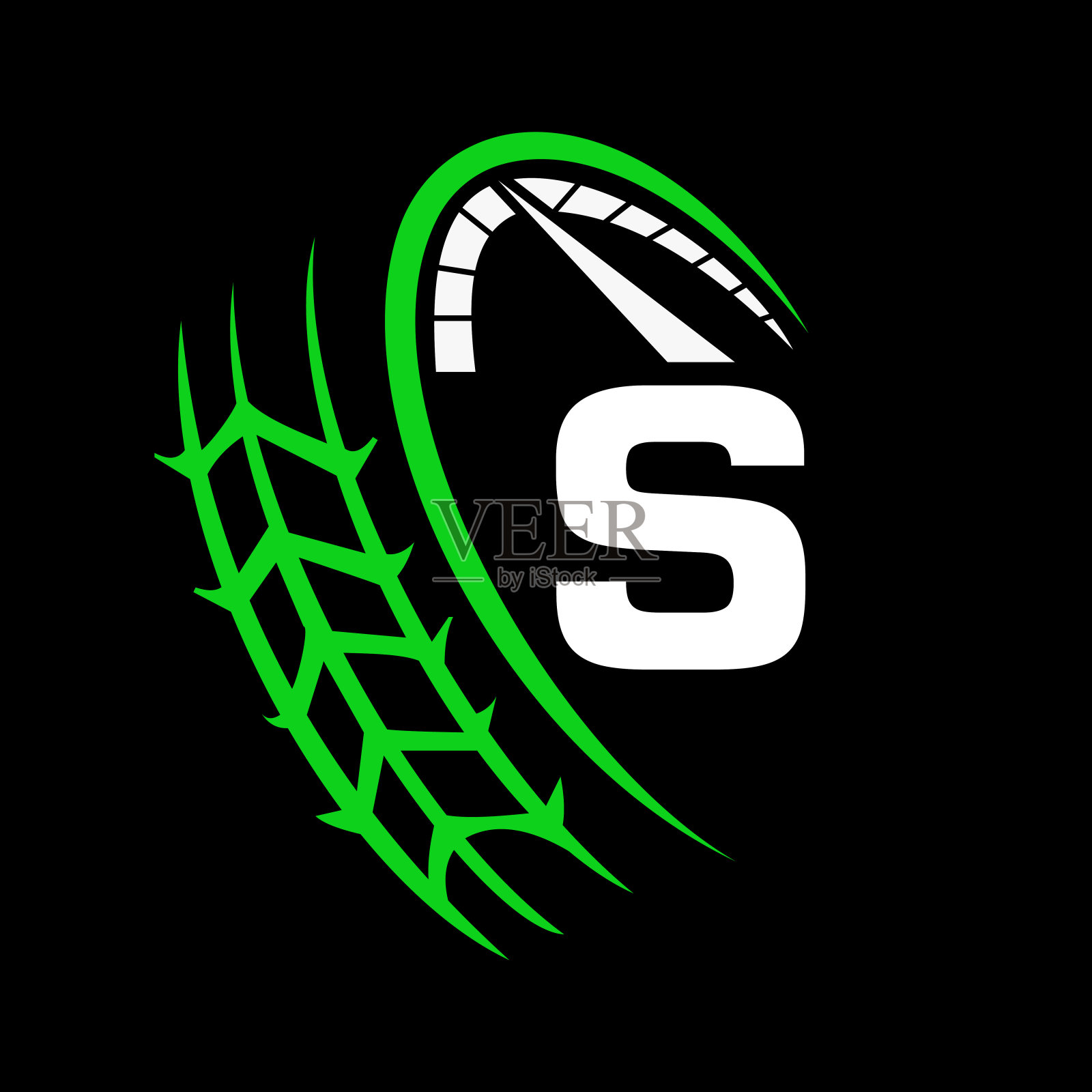 汽车汽车标志上的字母S速度概念。赛车模板汽车服务，汽车修理与速度计S字母标志设计设计元素图片