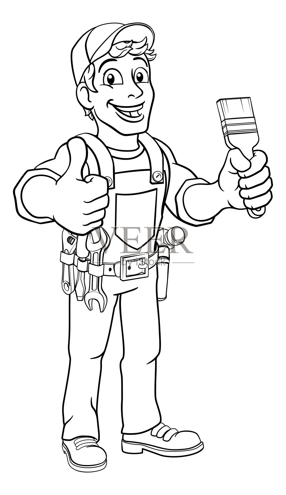 画家装饰画家画笔杂工卡通人插画图片素材