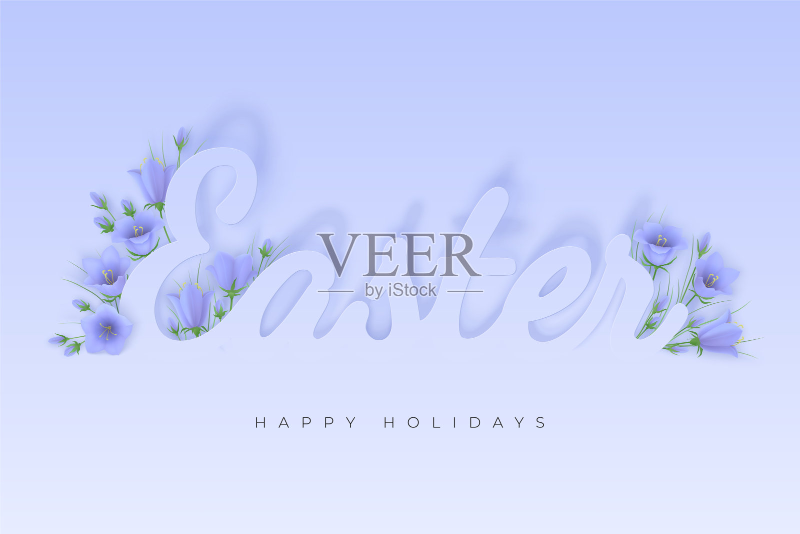 带铃铛花的复活节贺卡设计模板素材