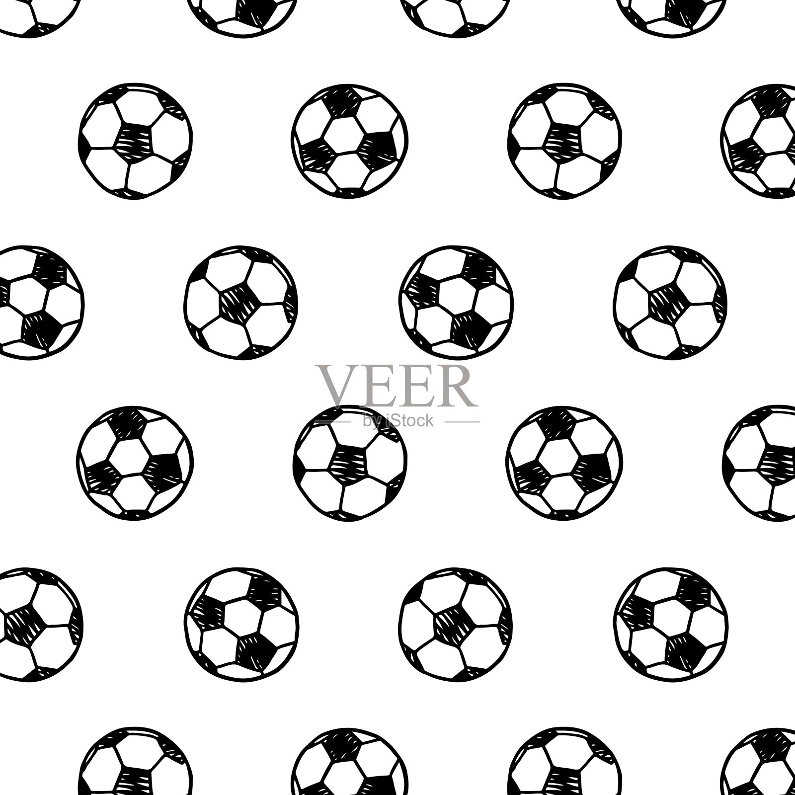 手绘矢量插图的足球模式在卡通风格。插画图片素材