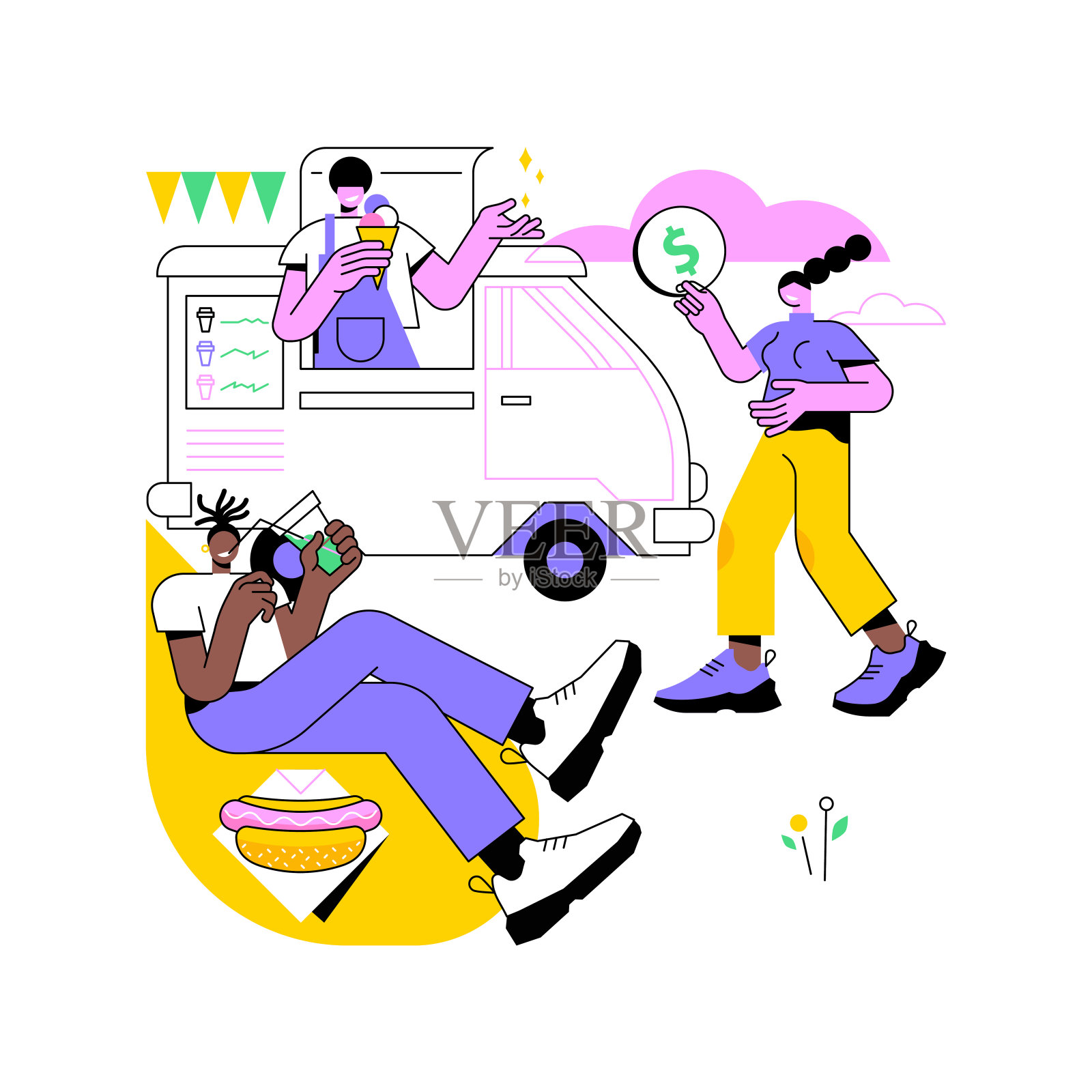 街头美食节抽象概念矢量插图。插画图片素材