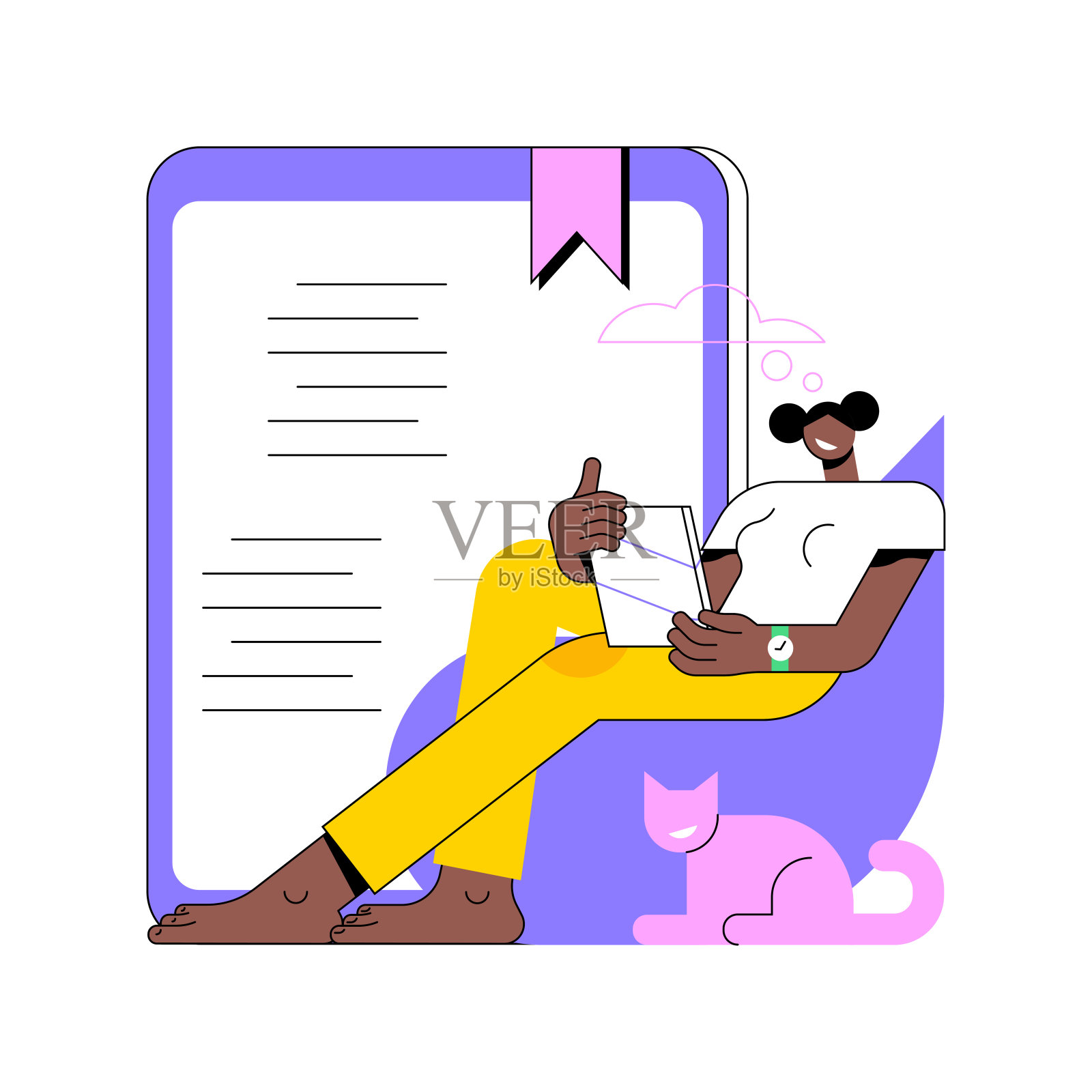 数字阅读抽象概念矢量插图。插画图片素材