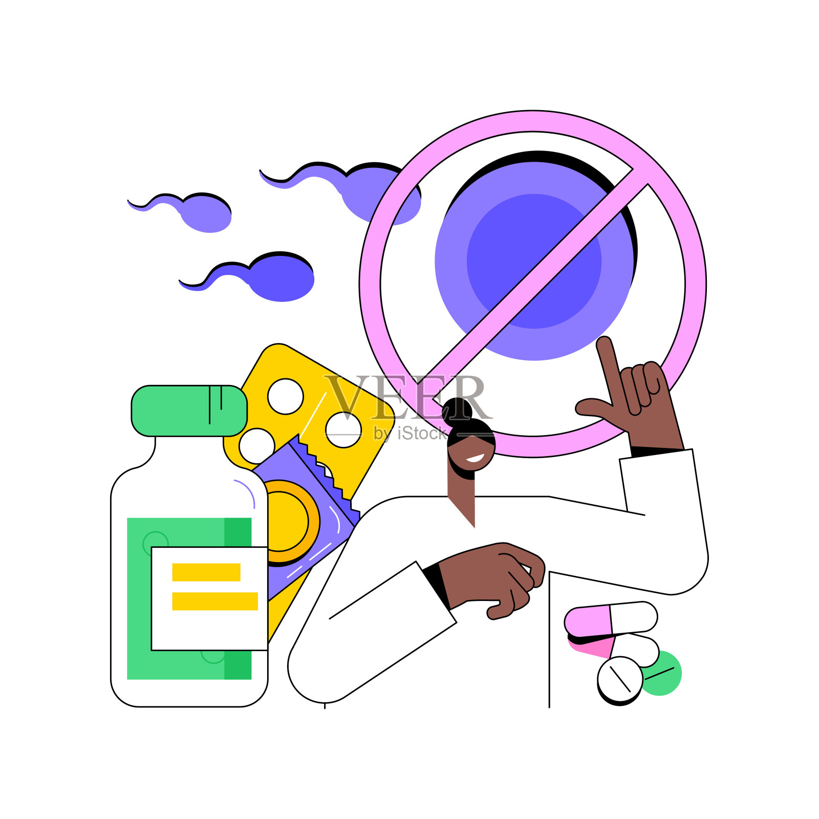 紧急避孕抽象概念矢量图。插画图片素材