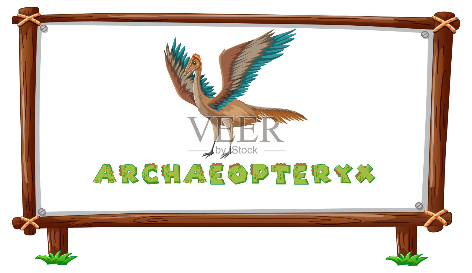 框架模板与恐龙和文字始祖鸟设计内插画图片素材