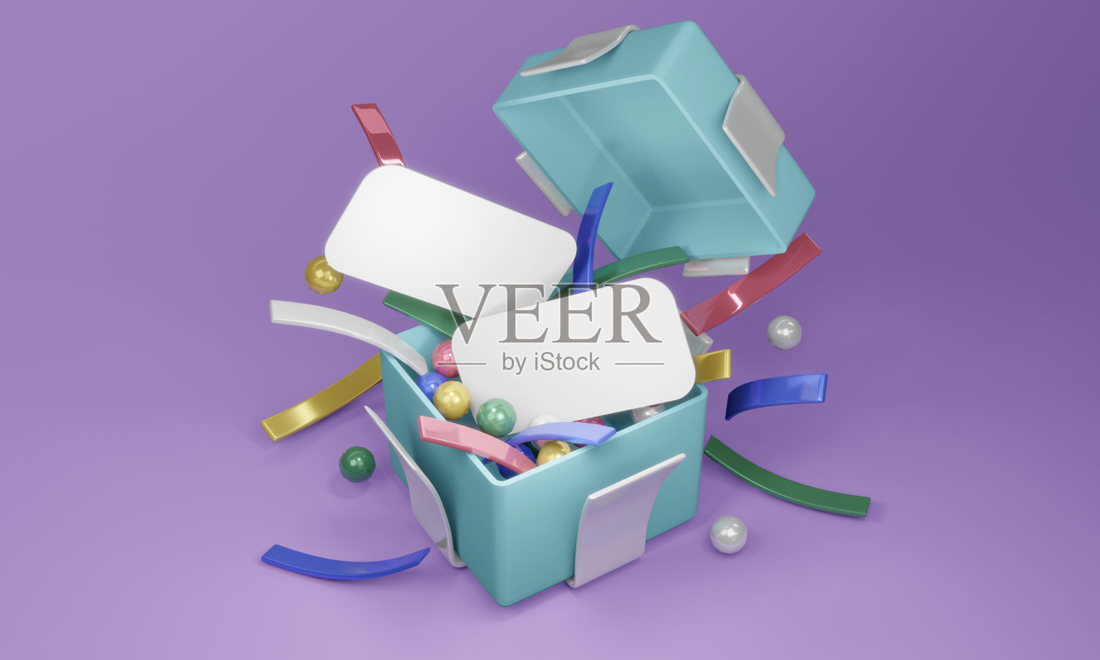 打开礼盒展示几何元素和商业设计空白纸的3D渲染概念。3 d渲染。3 d演示。照片摄影图片