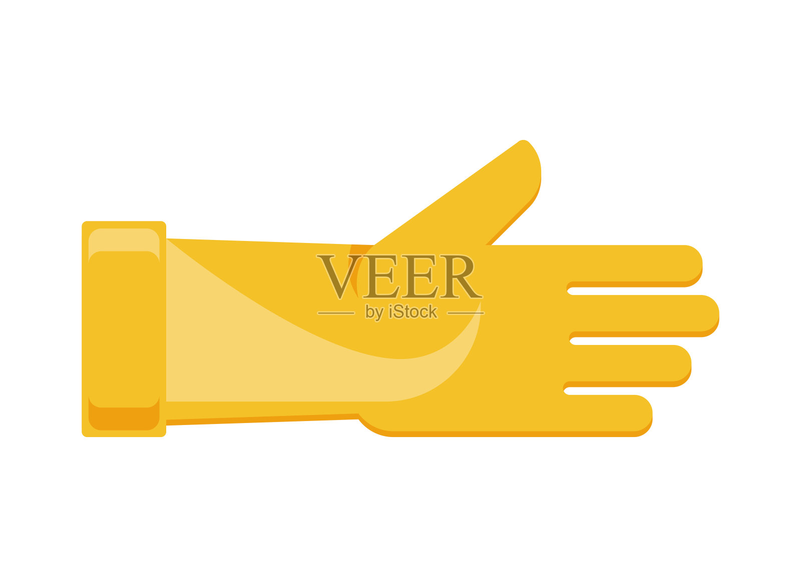 黄色橡胶手套的手保护园艺农业工作等距图标矢量插画图片素材