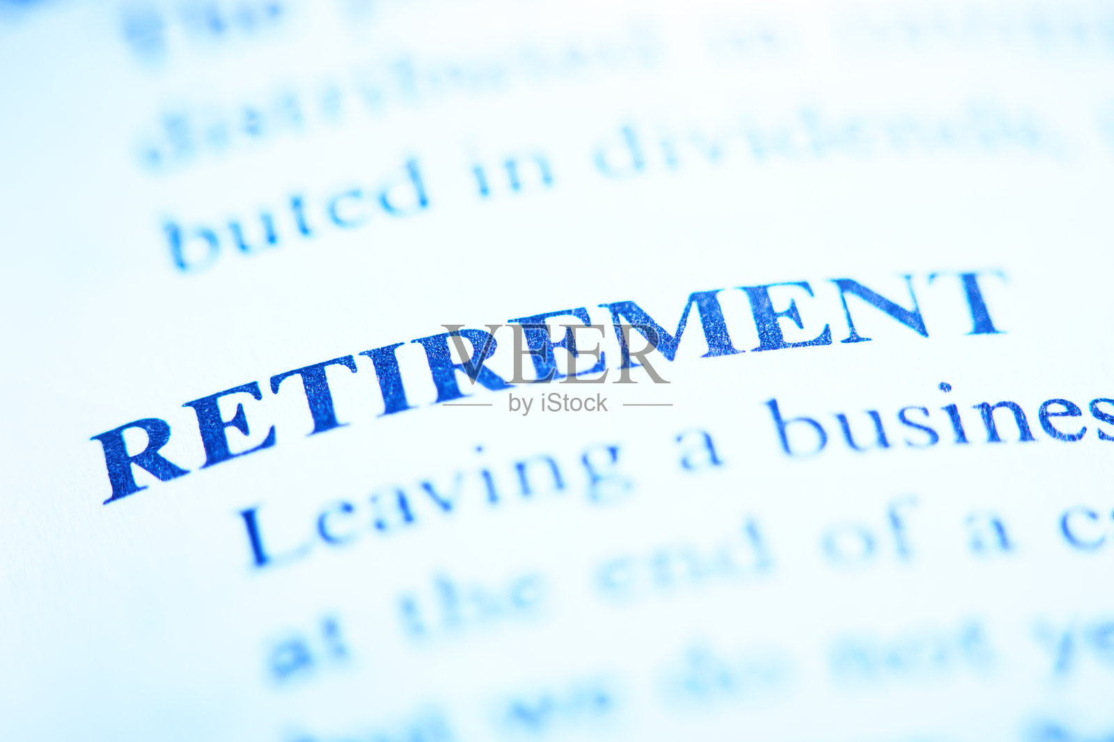 在商业字典中定义的退休照片摄影图片