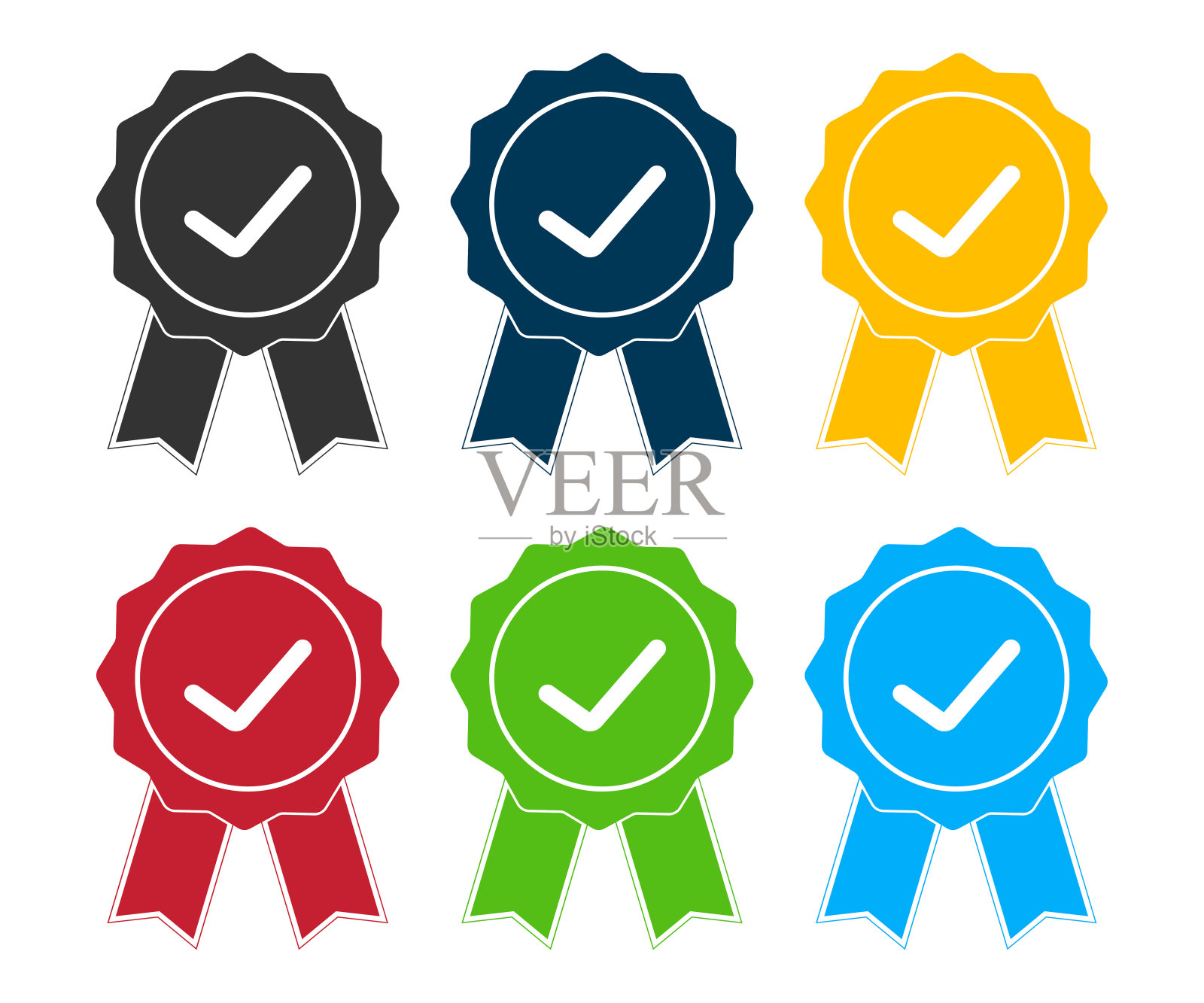 质量保证图标。奖溢价的象征。签名证书，奖牌矢量。插画图片素材