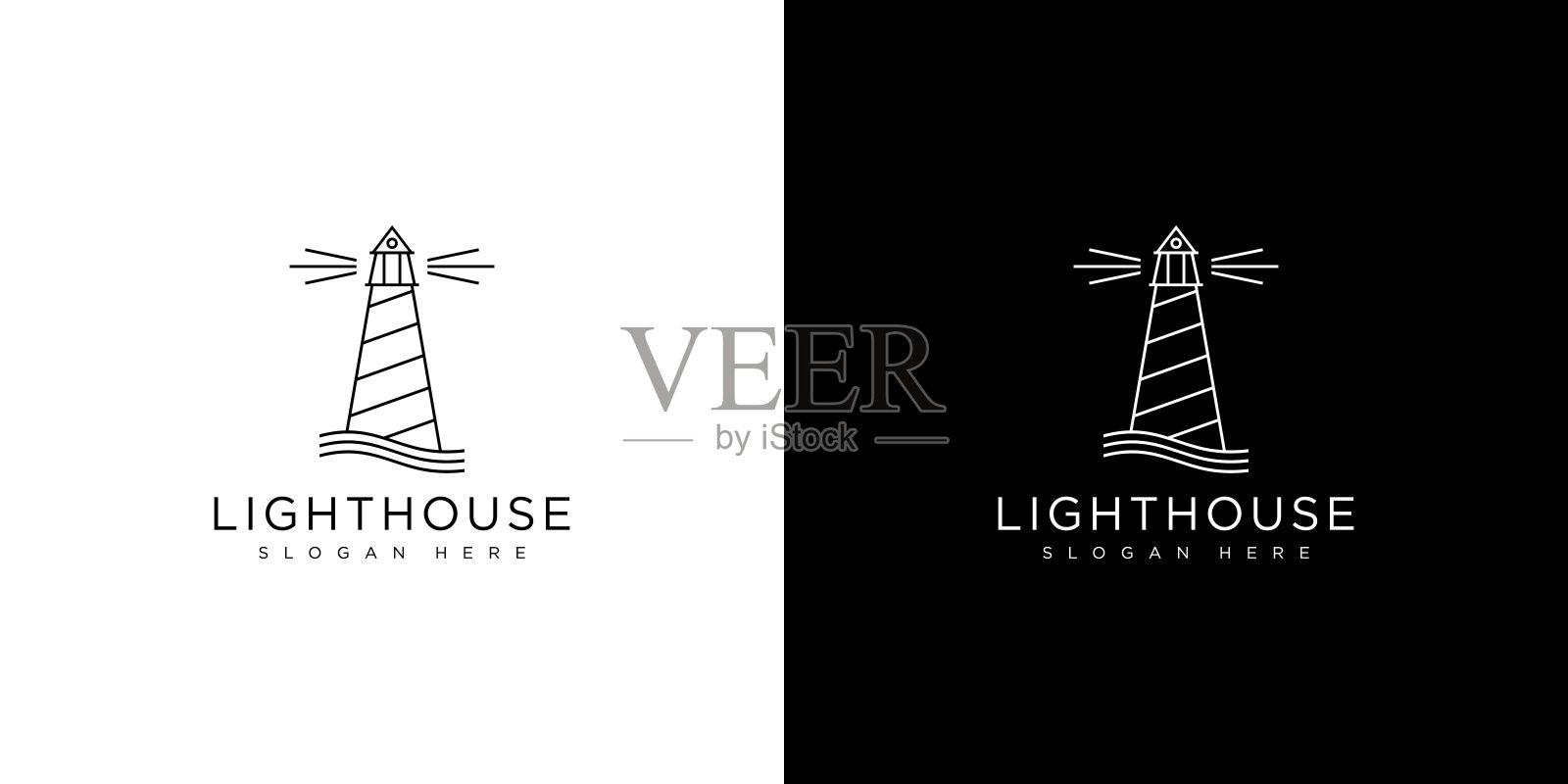 灯塔标志设计矢量模板插画图片素材