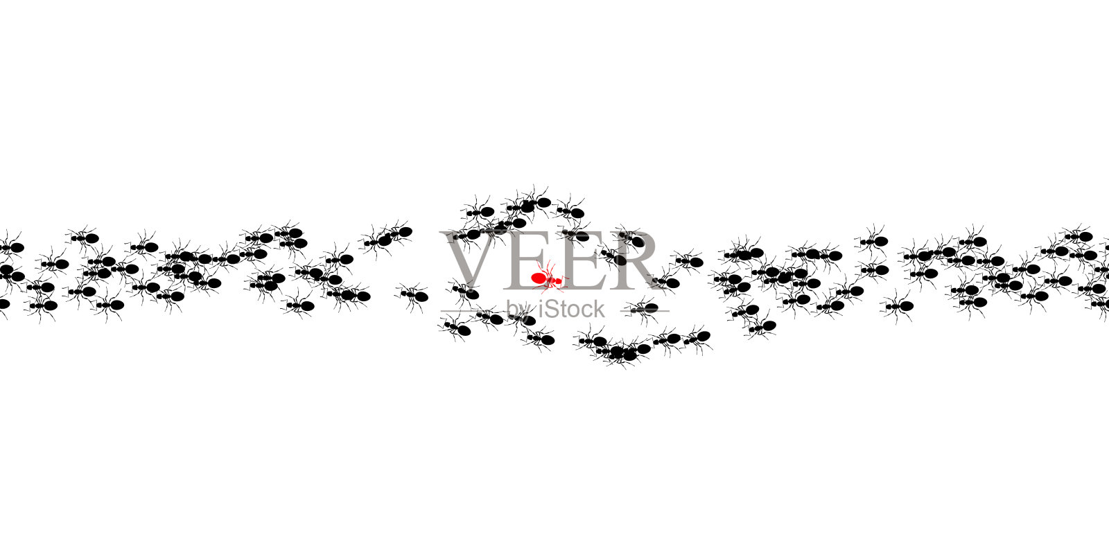 蚂蚁前进，一只蚂蚁改变方向插画图片素材